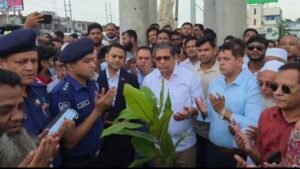 মহাসড়কের পাশে ময়লা অপসারণ করে রূপগঞ্জের বৃক্ষরোপণ করলেন স্থানীয় সরকার প্রতিমন্ত্রী মীর শাহে আলম